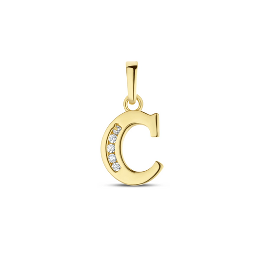 hanger letter zirkonia 14K geelgoud