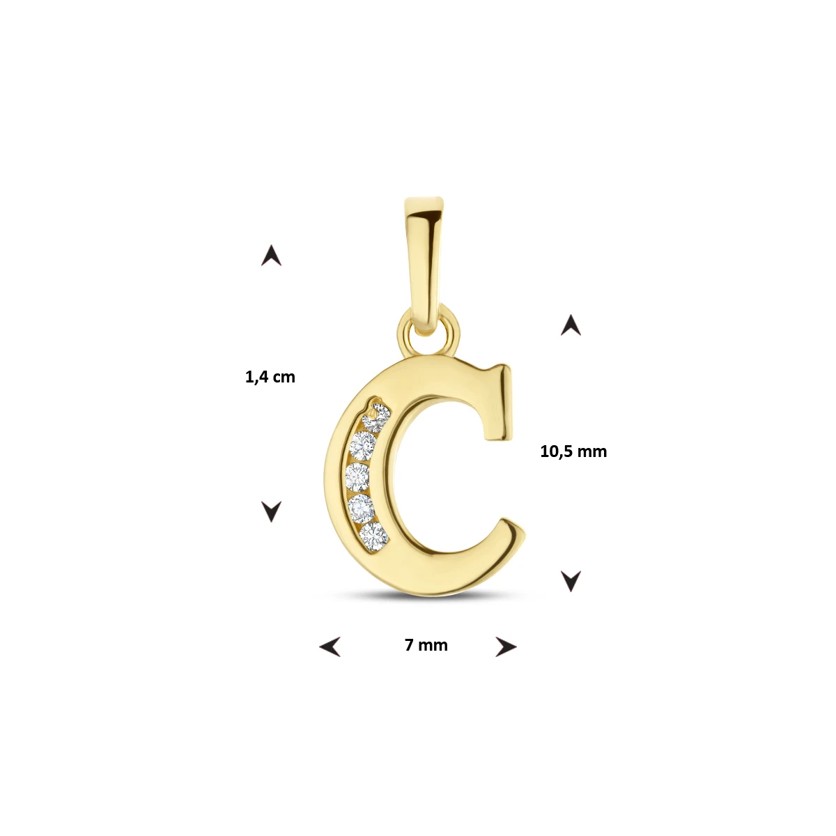 hanger letter zirkonia 14K geelgoud