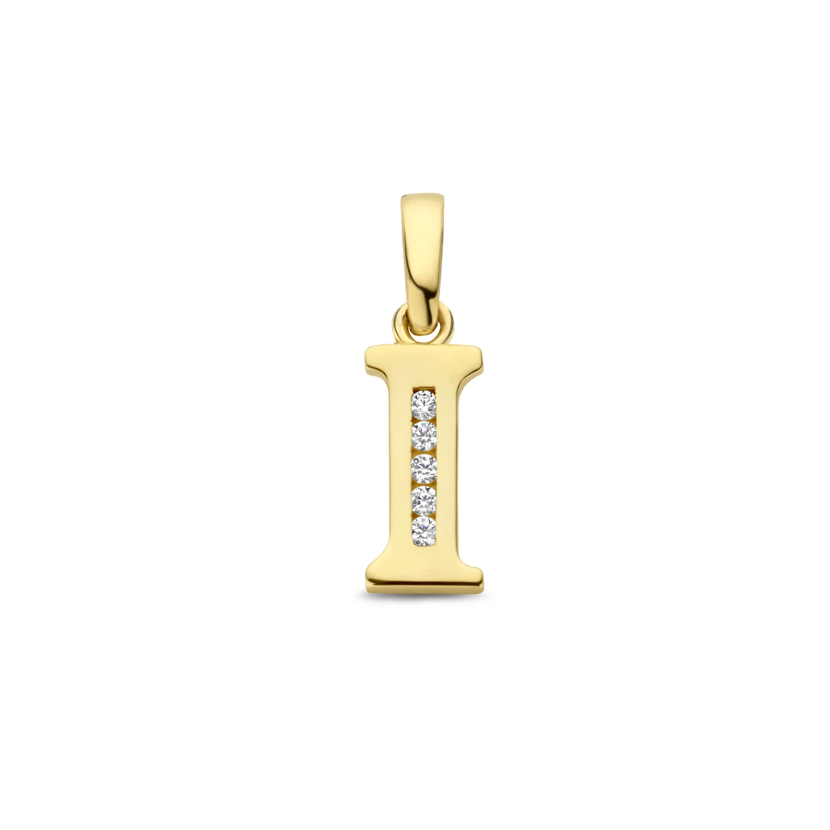 hanger letter zirkonia 14K geelgoud