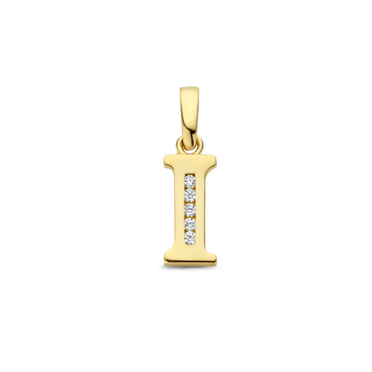 hanger letter zirkonia 14K geelgoud