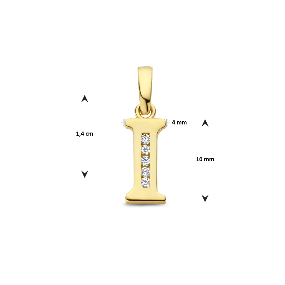 hanger letter zirkonia 14K geelgoud