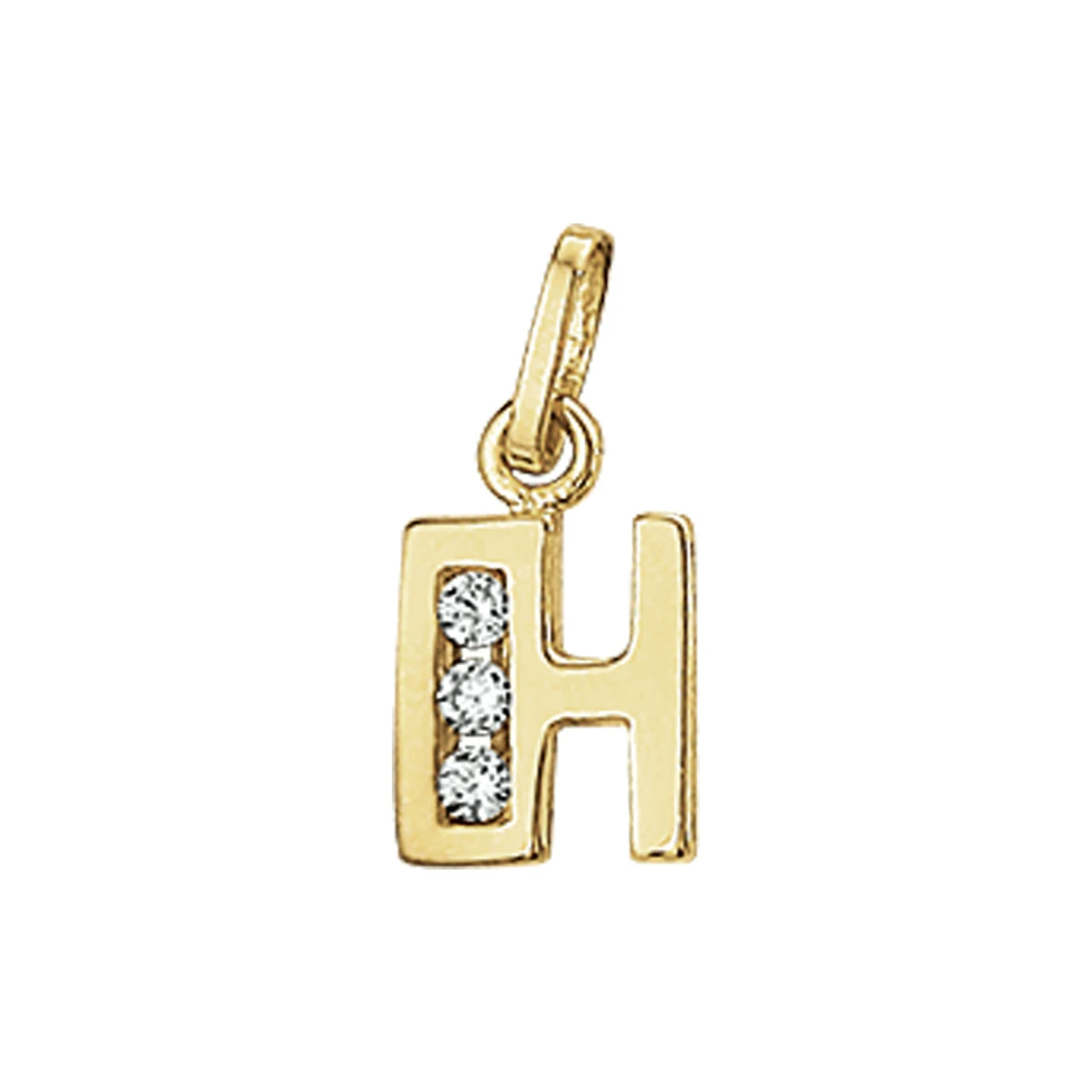 hanger letter zirkonia 14K geelgoud