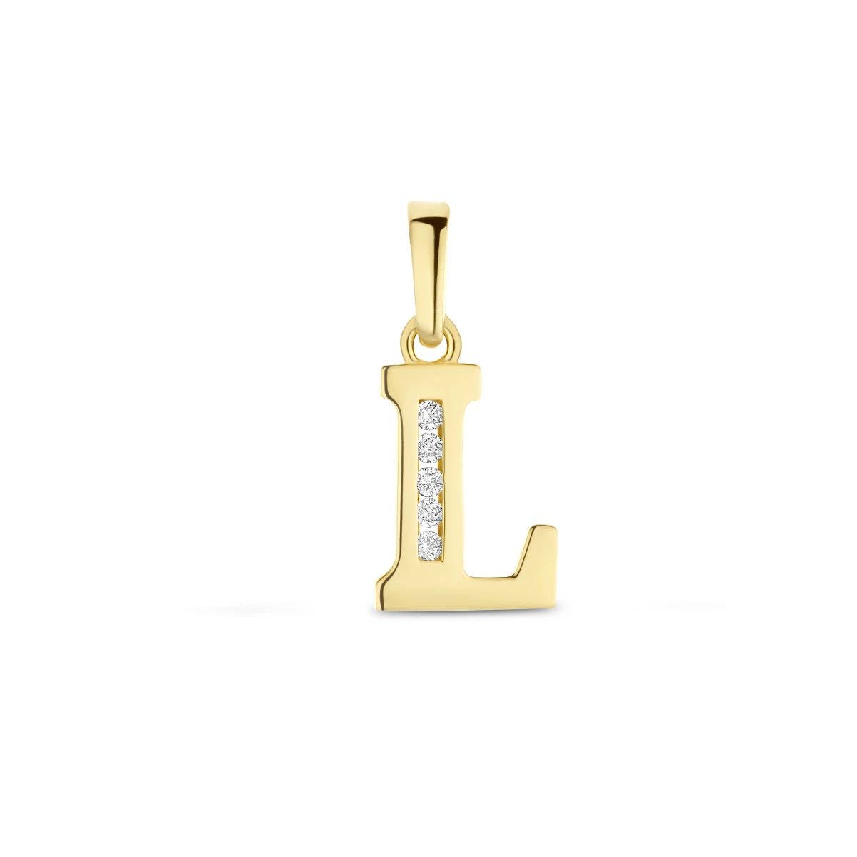 hanger letter zirkonia 14K geelgoud