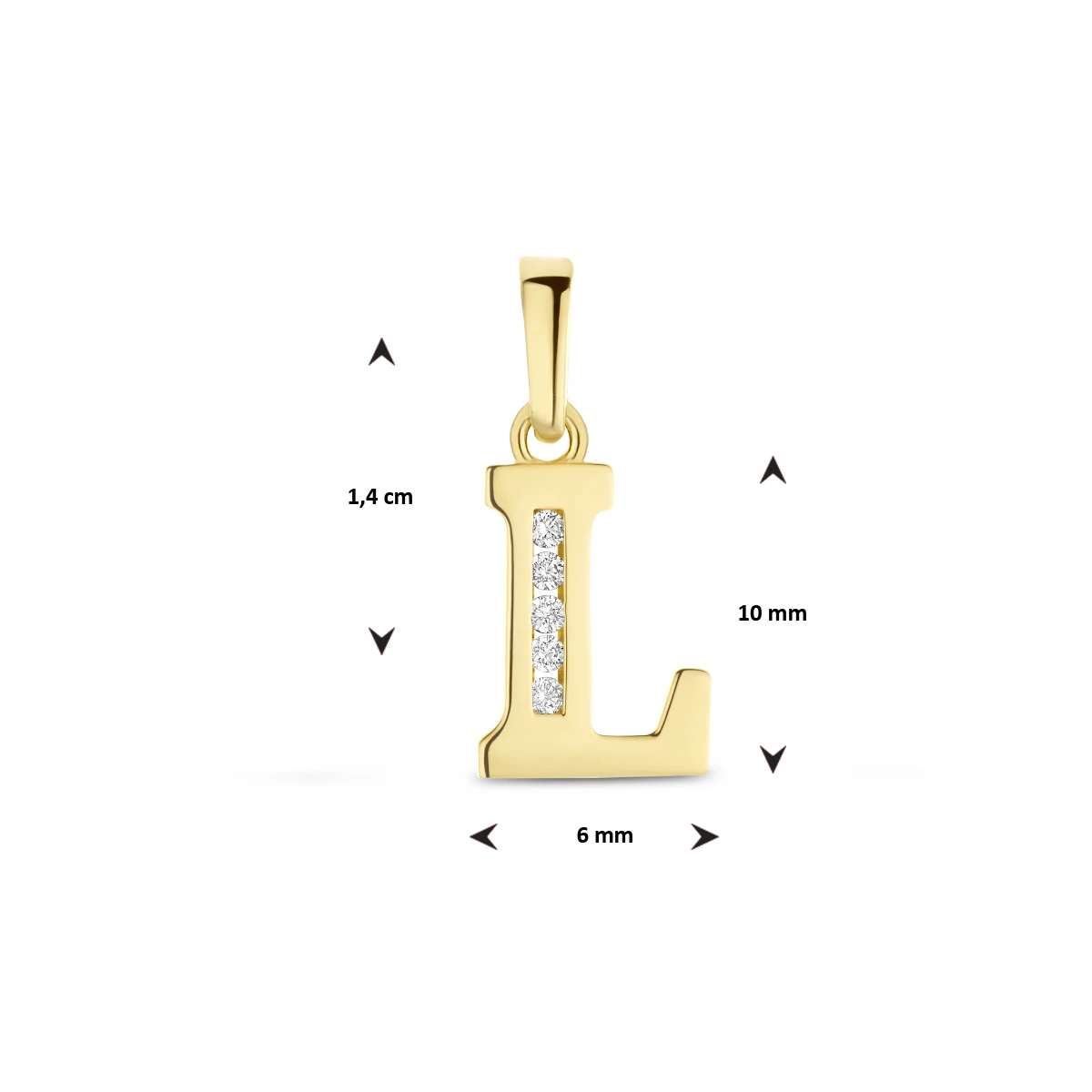 hanger letter zirkonia 14K geelgoud
