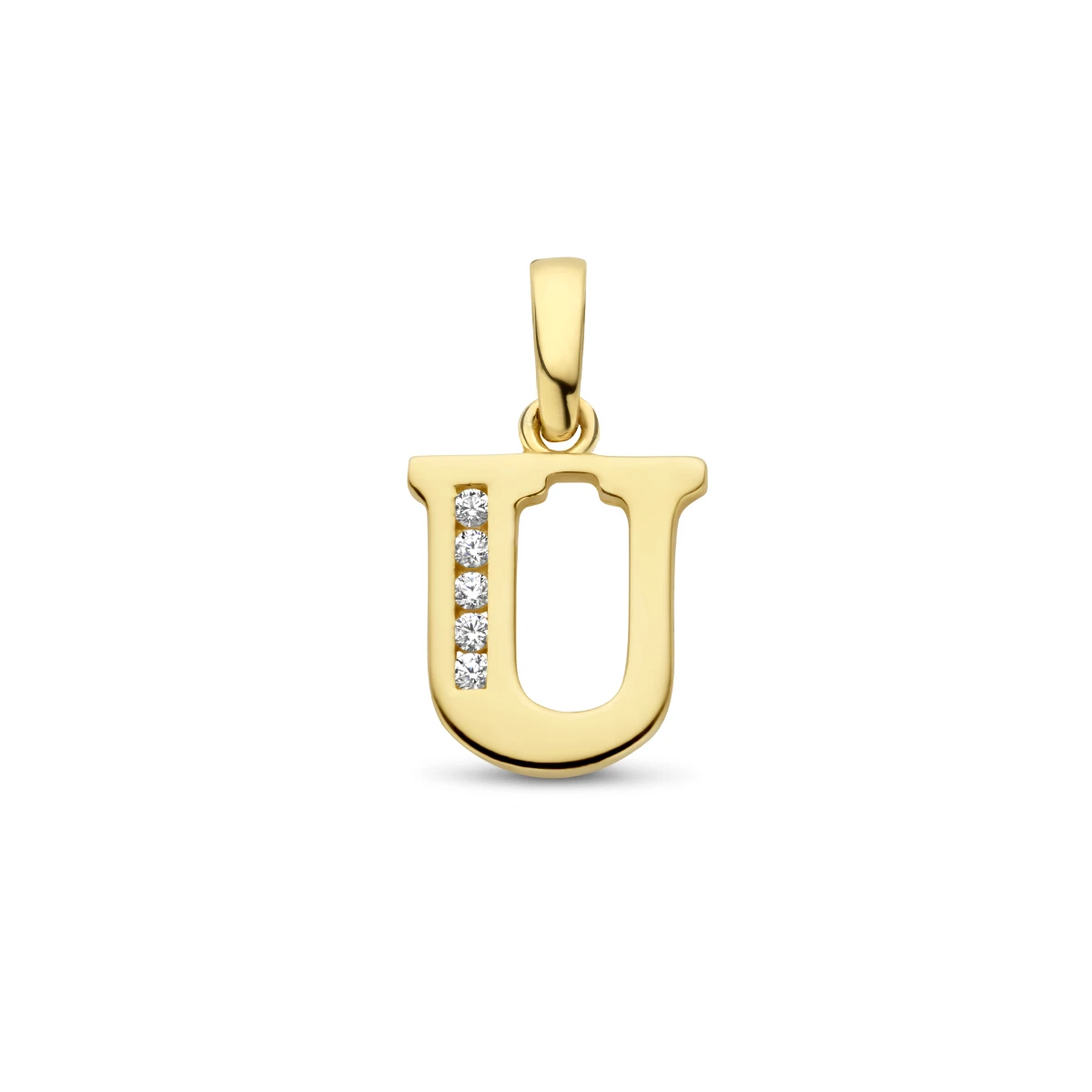 hanger letter zirkonia 14K geelgoud