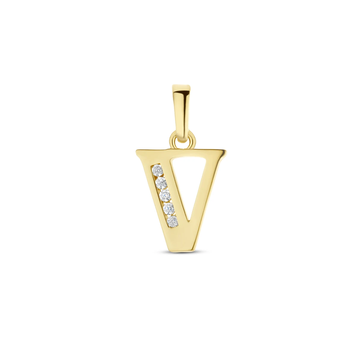 hanger letter zirkonia 14K geelgoud