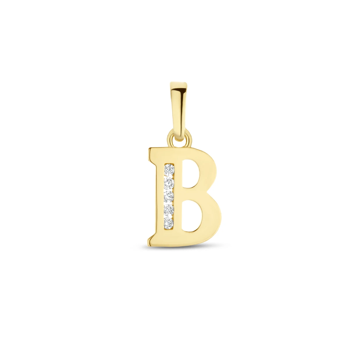 hanger letter zirkonia 14K geelgoud