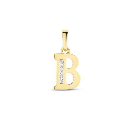 hanger letter zirkonia 14K geelgoud
