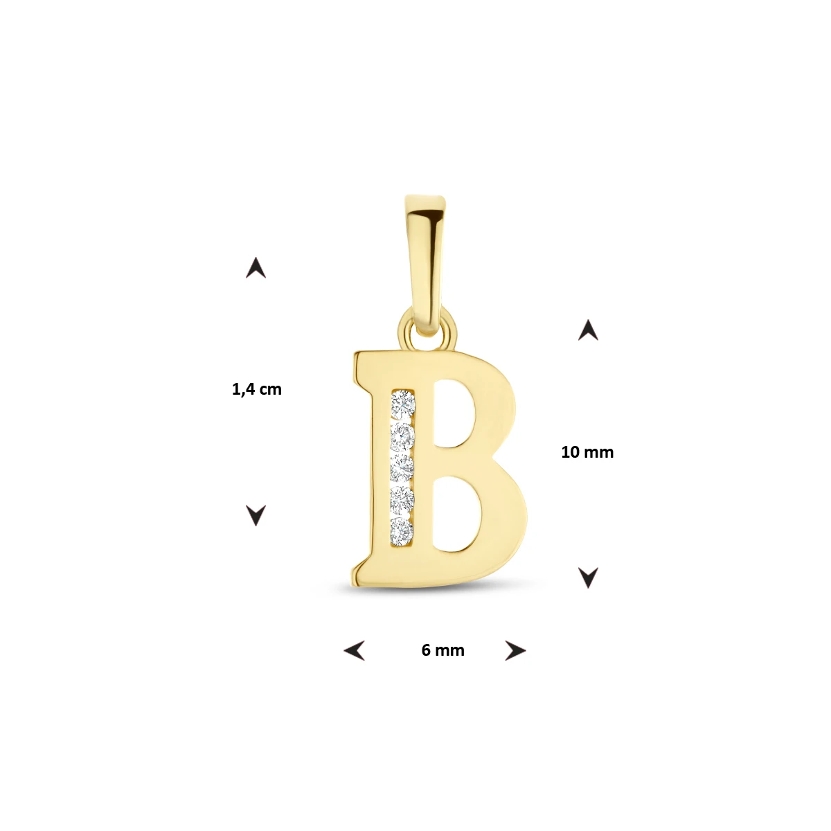 hanger letter zirkonia 14K geelgoud