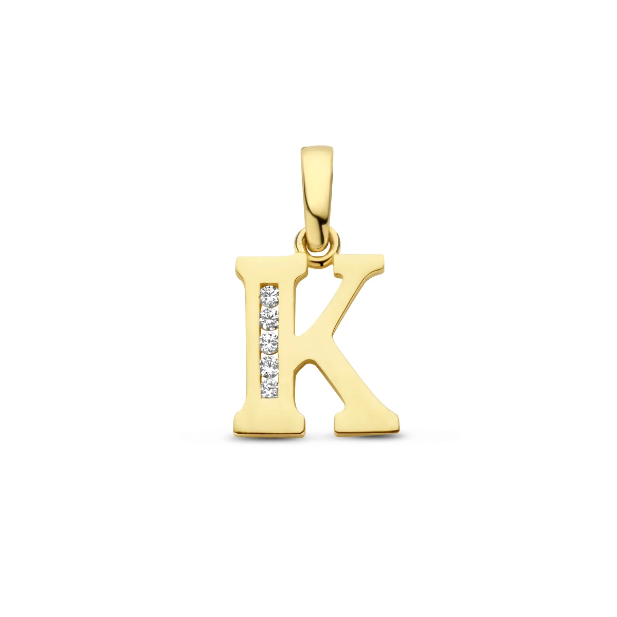hanger letter zirkonia 14K geelgoud