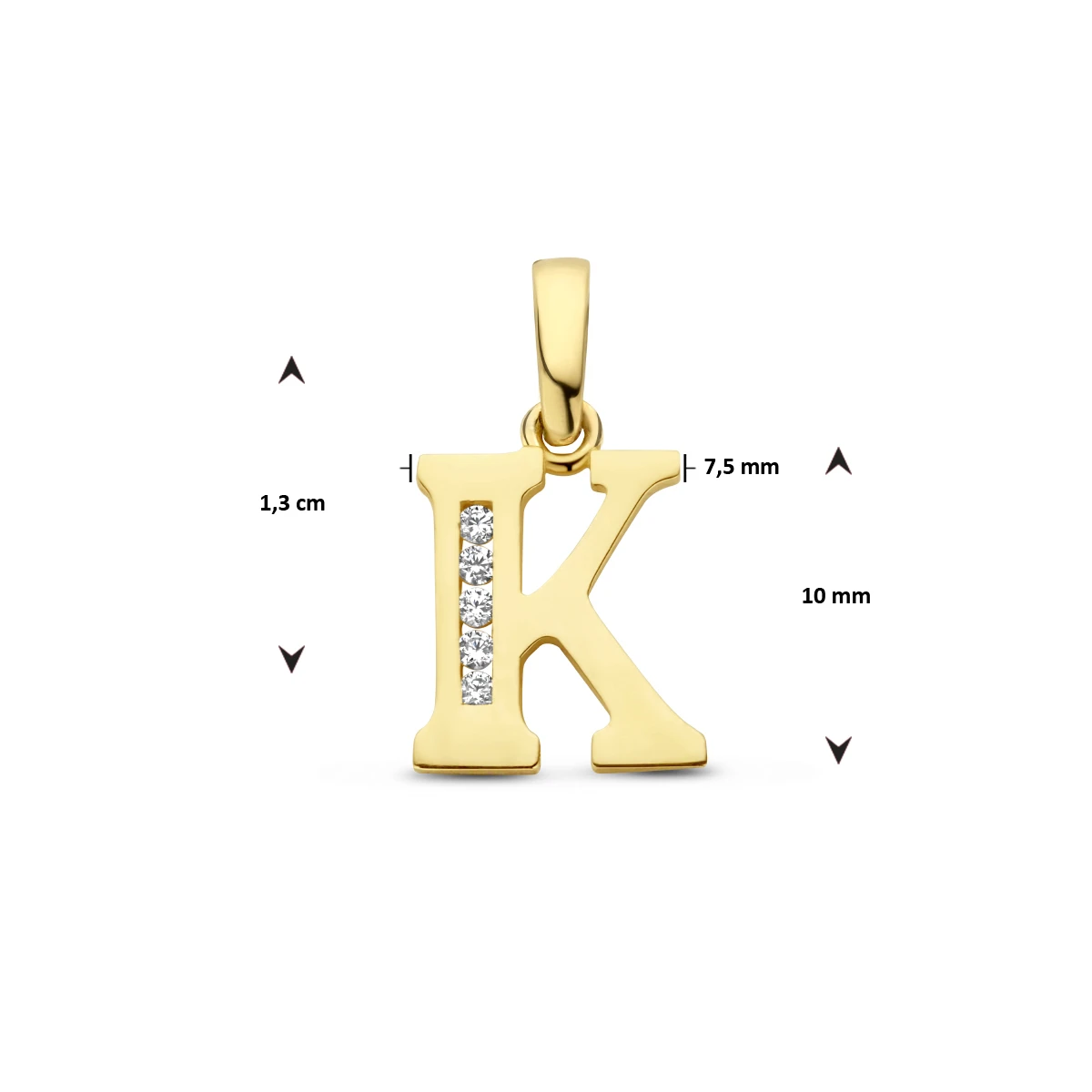 hanger letter zirkonia 14K geelgoud