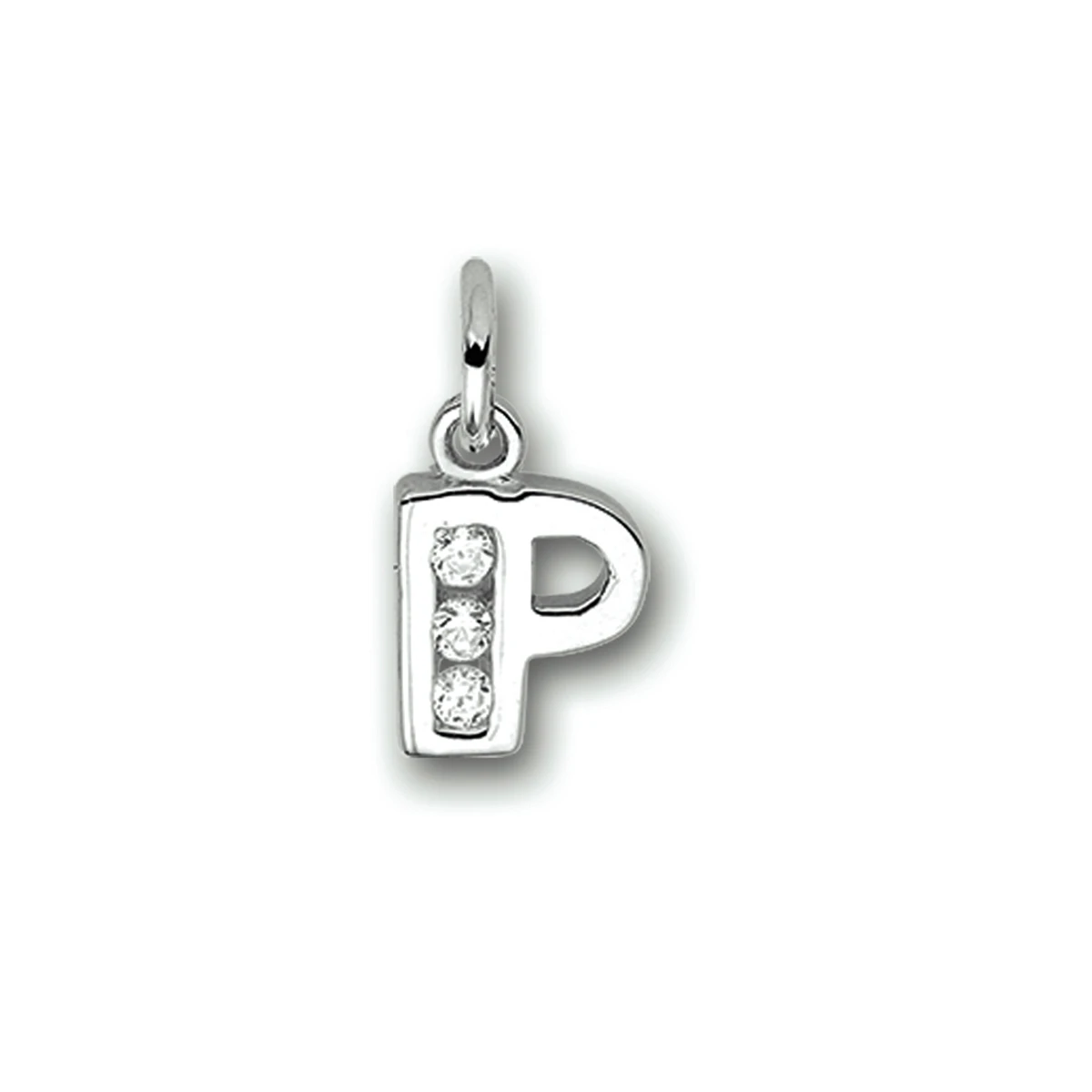hanger letter zirkonia zilver gerhodineerd