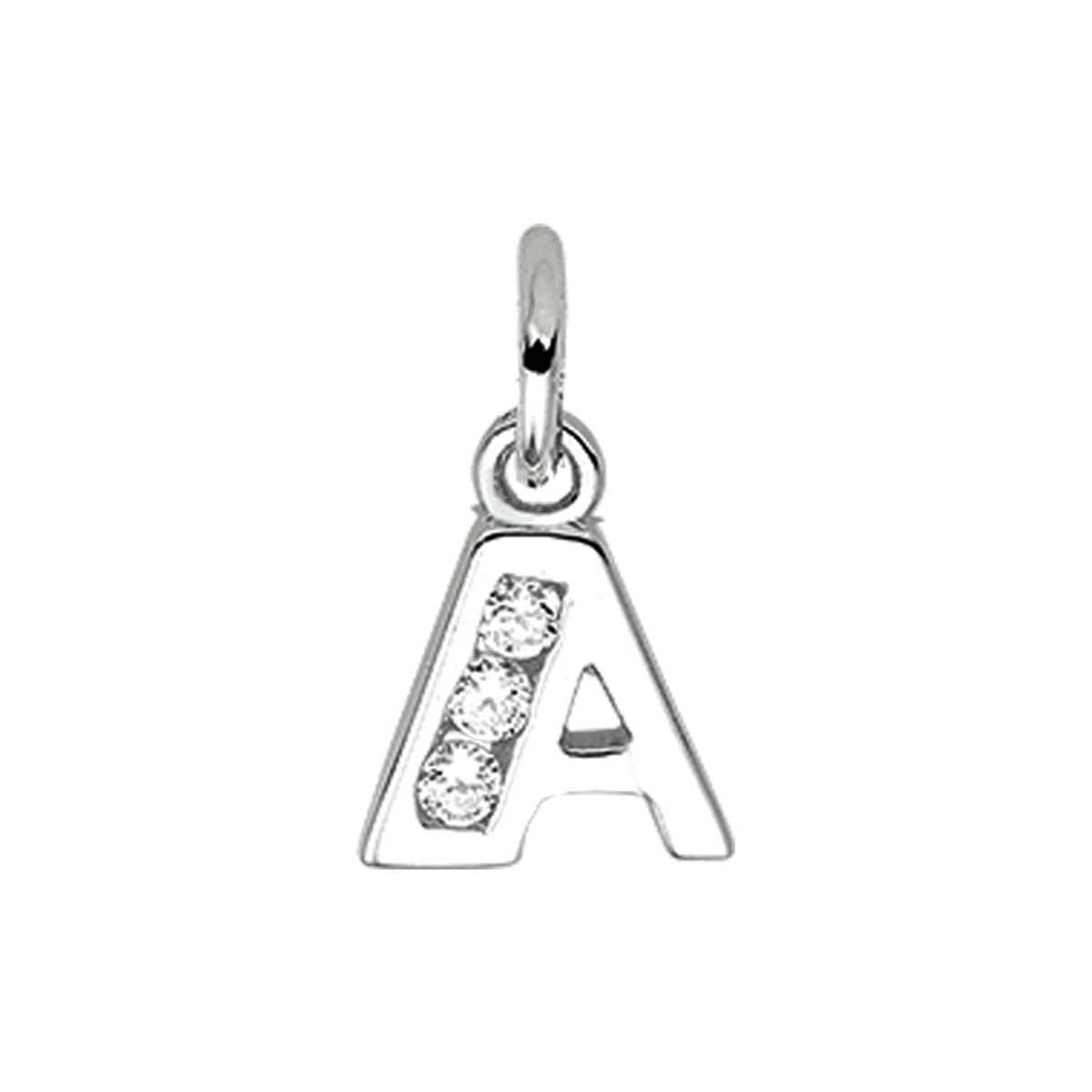 hanger letter zirkonia zilver gerhodineerd