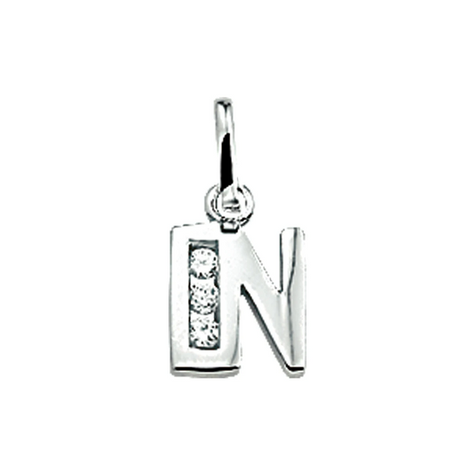 hanger letter zirkonia zilver gerhodineerd