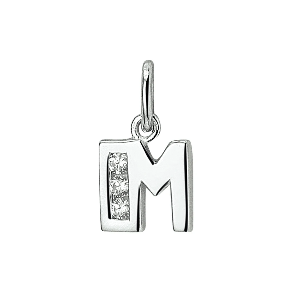 hanger letter zirkonia zilver gerhodineerd