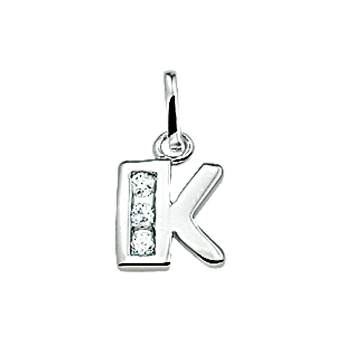hanger letter zirkonia zilver gerhodineerd