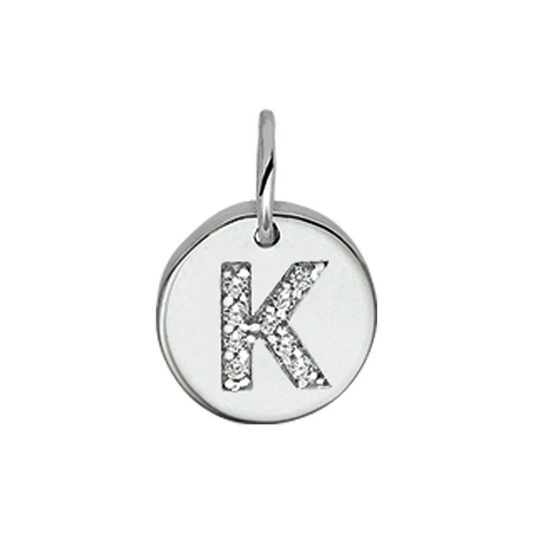 hanger letter zirkonia zilver gerhodineerd