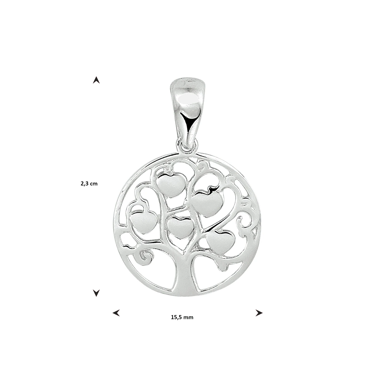 hanger levensboom zilver gerhodineerd
