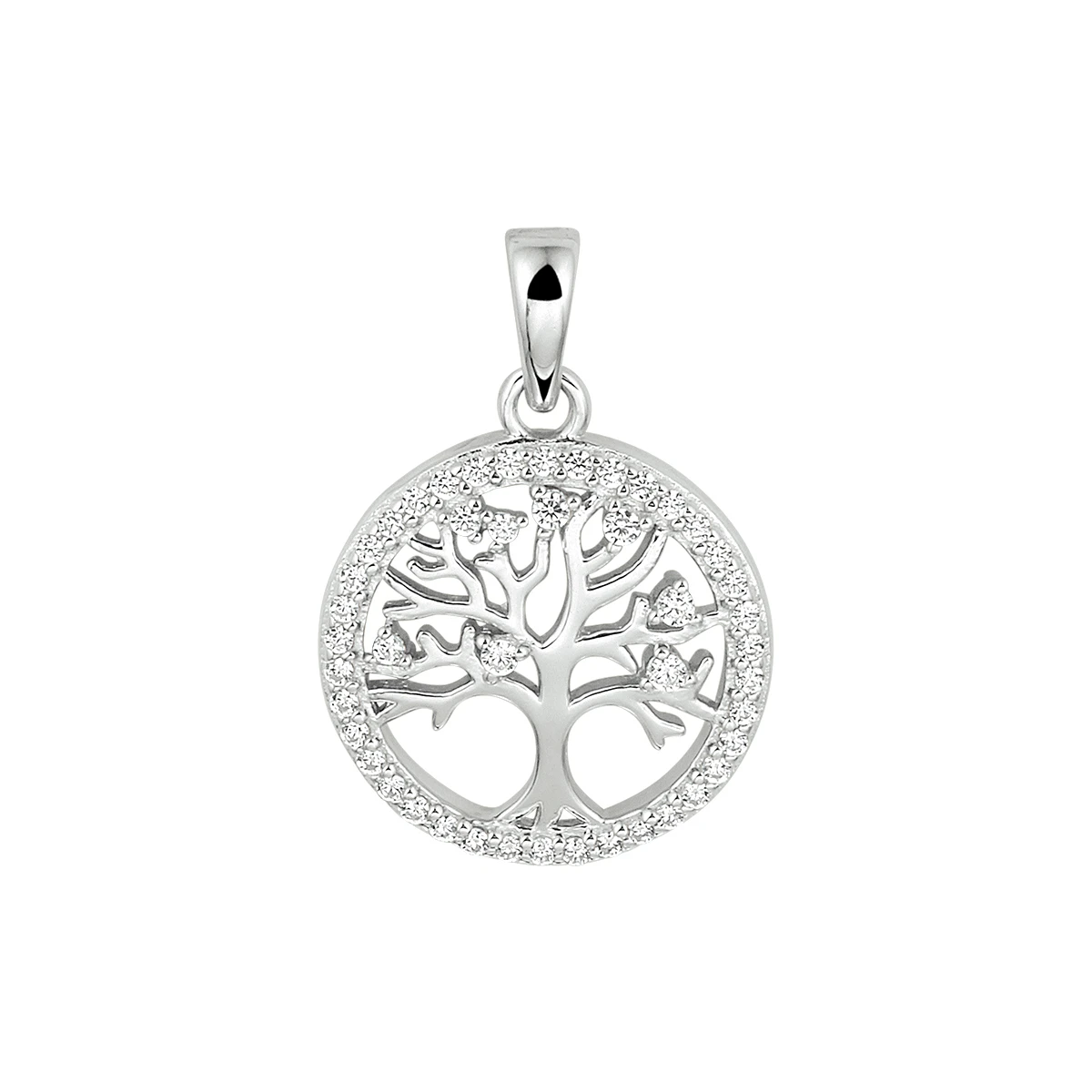 hanger levensboom zirkonia 20 mm zilver gerhodineerd