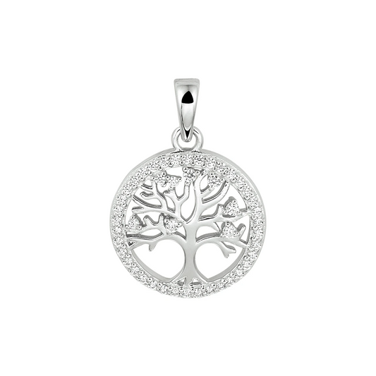 hanger levensboom zirkonia 20 mm zilver gerhodineerd