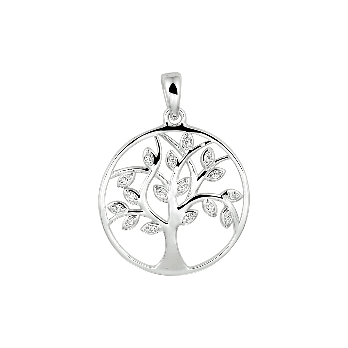 hanger levensboom zirkonia zilver gerhodineerd