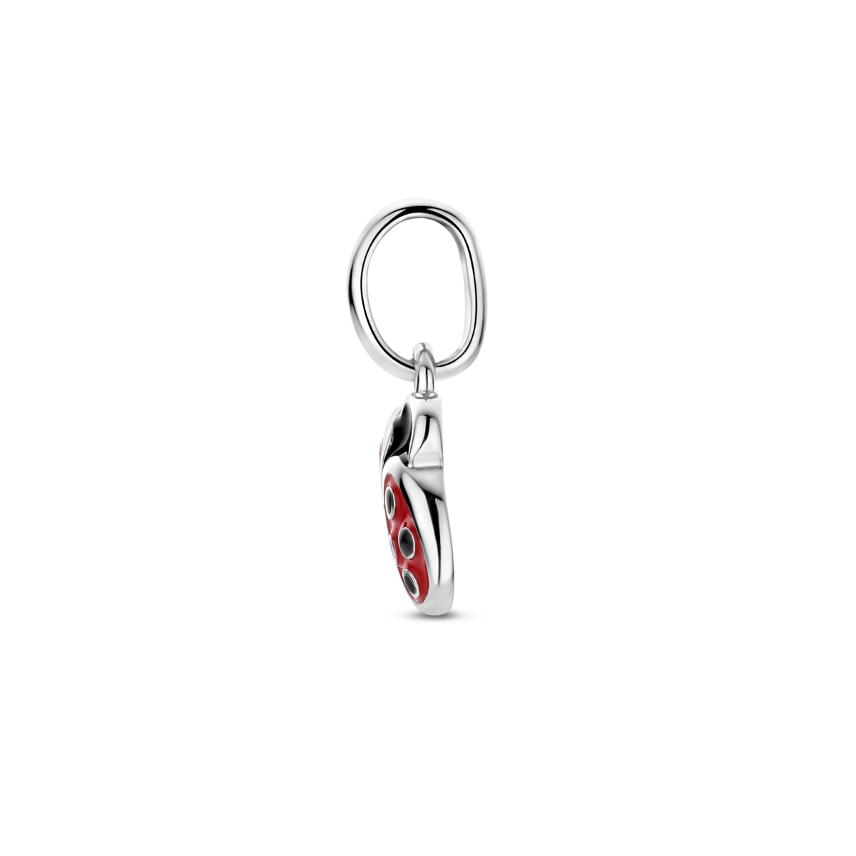 hanger lieveheersbeestje emaille 12 mm zilver gerhodineerd