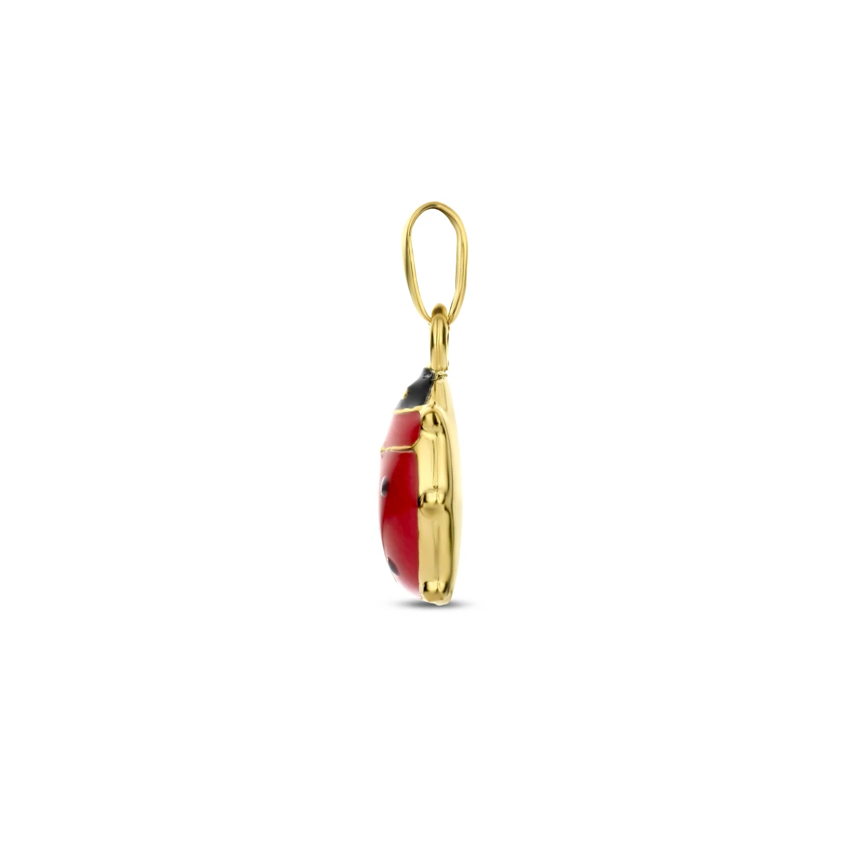 hanger lieveheersbeestje emaille 14K geelgoud