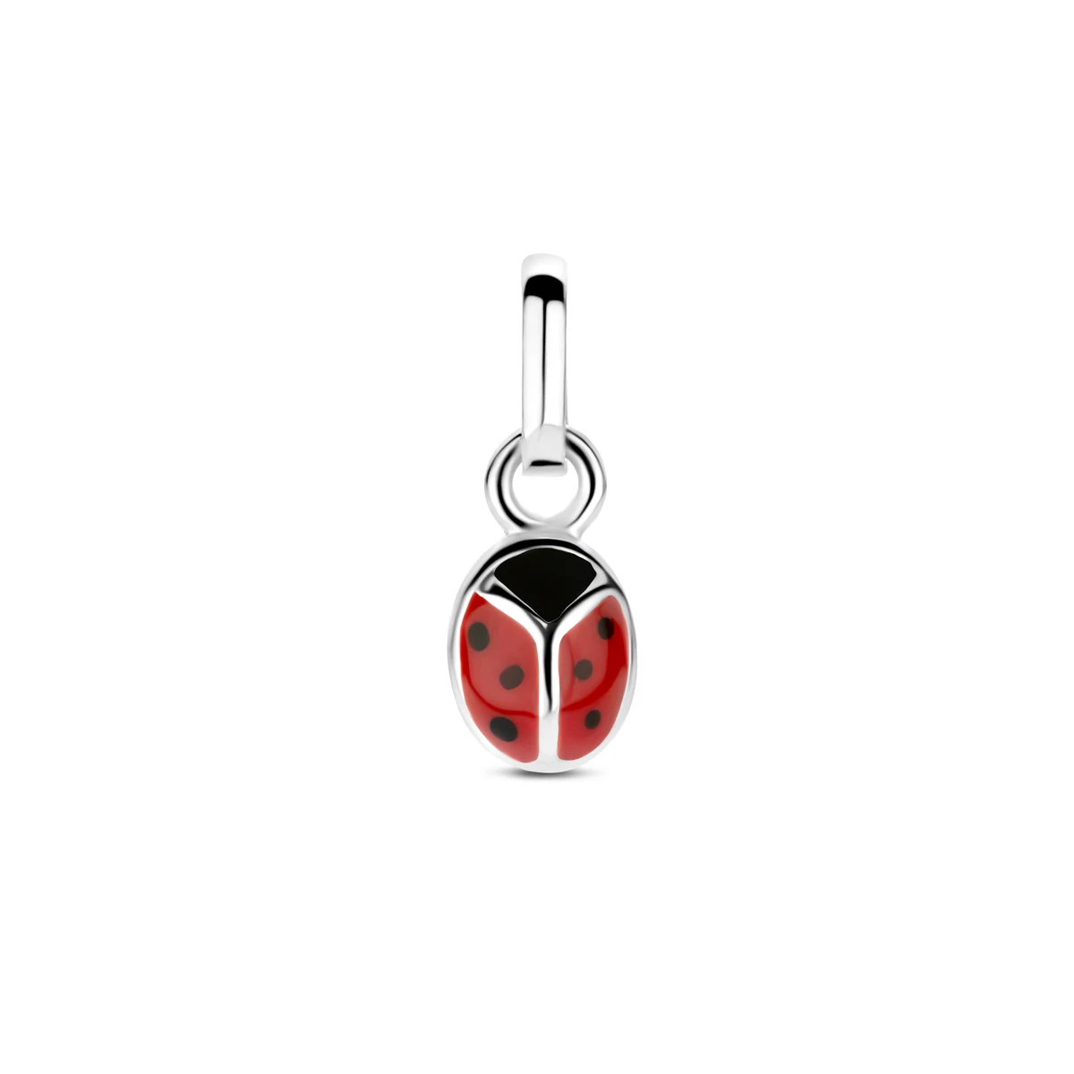 hanger lieveheersbeestje emaille zilver wit