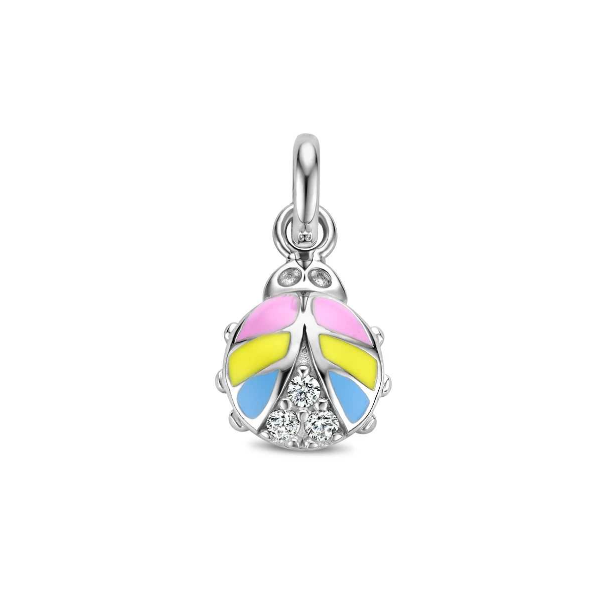 hanger lieveheersbeestje zirkonia emaille zilver gerhodineerd