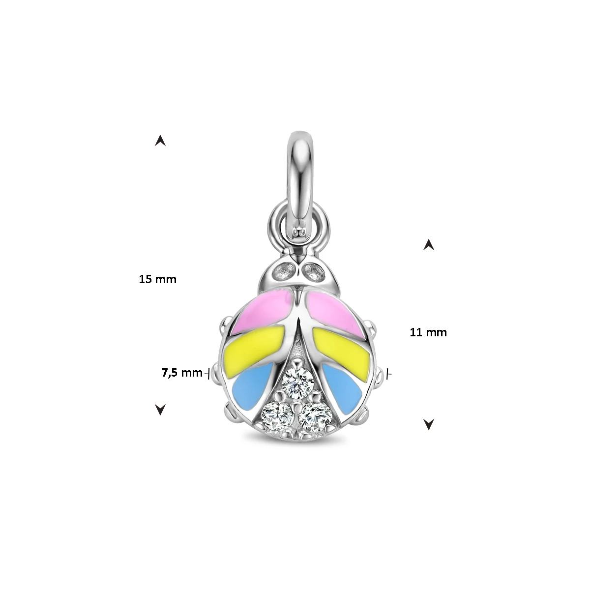 hanger lieveheersbeestje zirkonia emaille zilver gerhodineerd