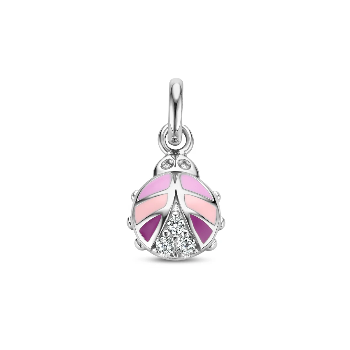 hanger lieveheersbeestje zirkonia emaille zilver gerhodineerd