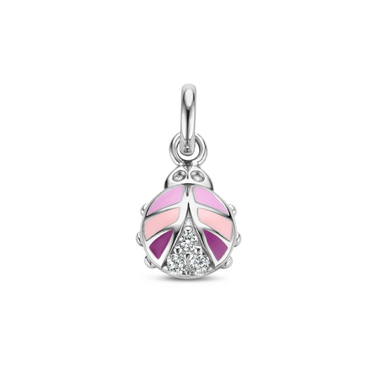 hanger lieveheersbeestje zirkonia emaille zilver gerhodineerd