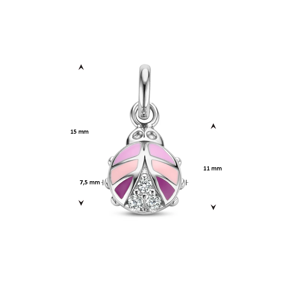 hanger lieveheersbeestje zirkonia emaille zilver gerhodineerd