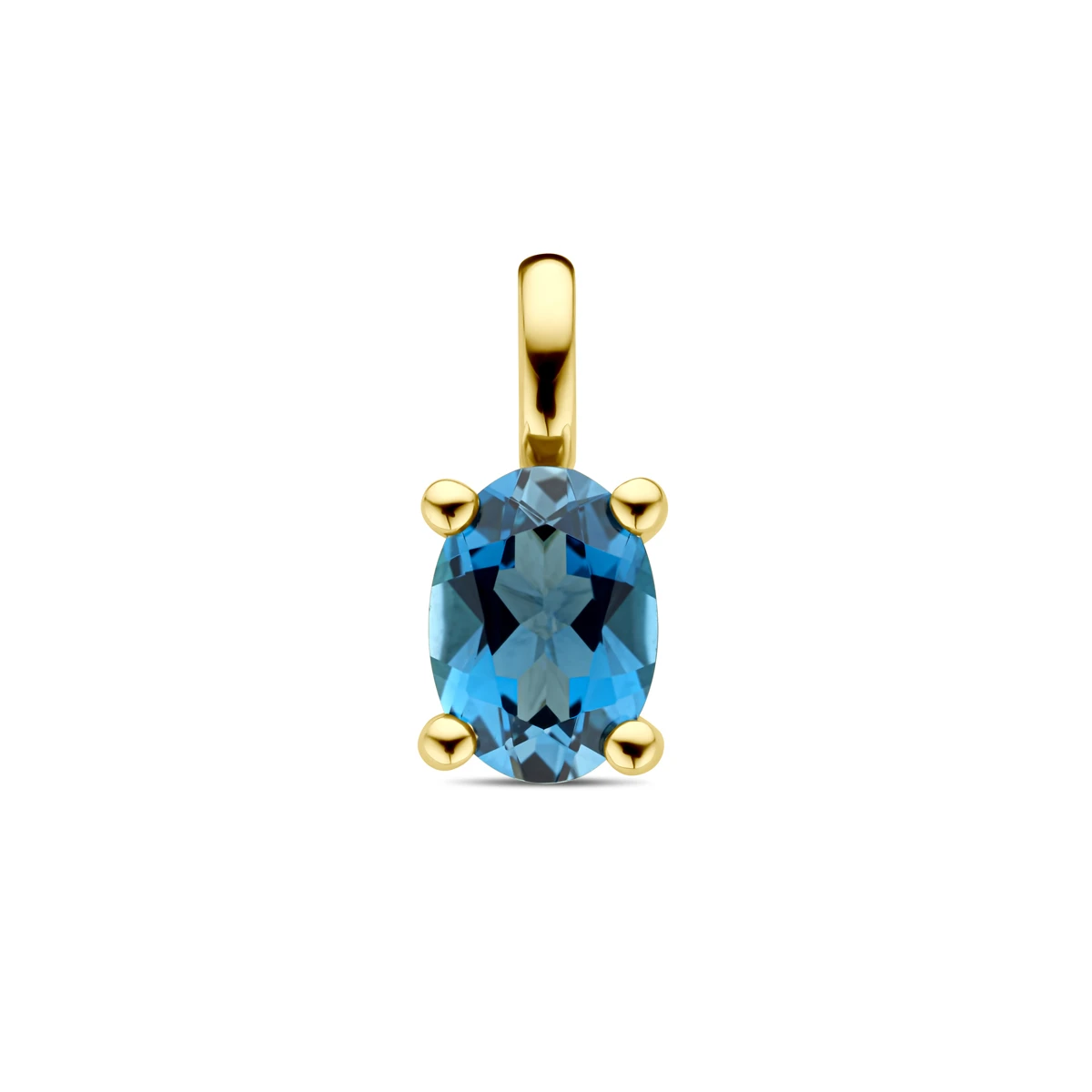 hanger london blue topaas 12 mm 14K geelgoud