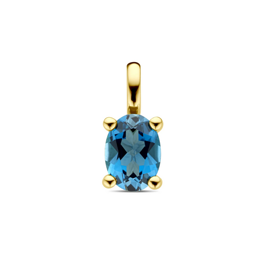 hanger london blue topaas 12 mm 14K geelgoud