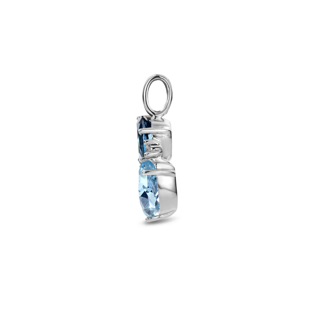 hanger london blue topaas, blauw topaas en diamant 0.01ct h p1 14K witgoud