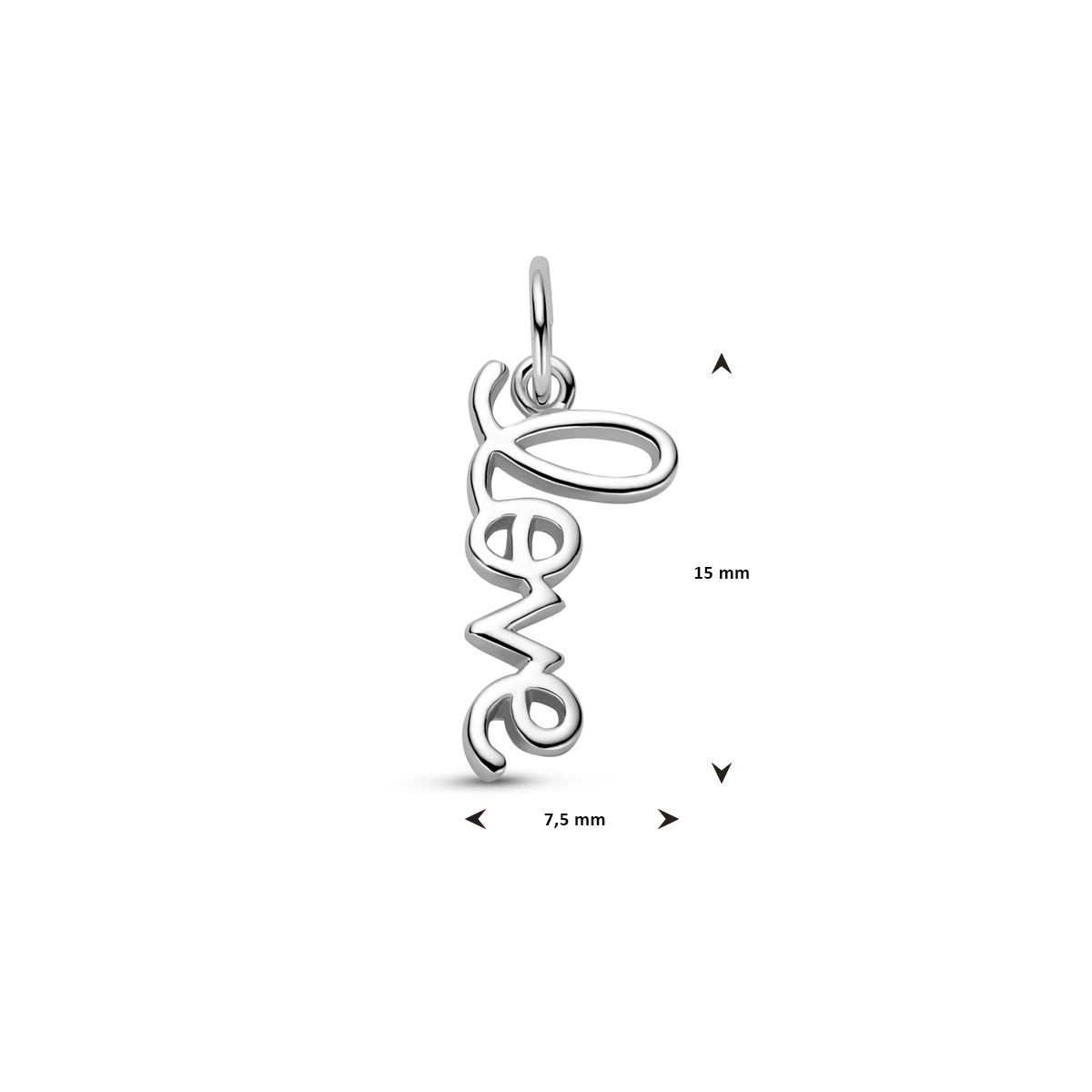 hanger love 20 mm zilver gerhodineerd