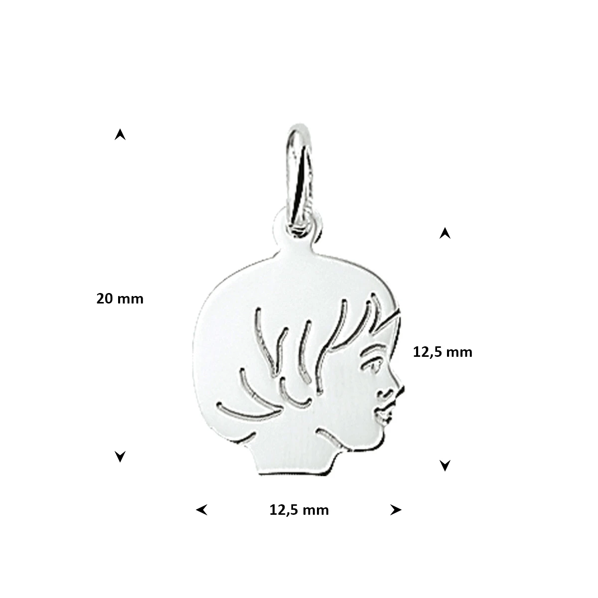 hanger meisje 15,5 x 12,5 mm zilver wit