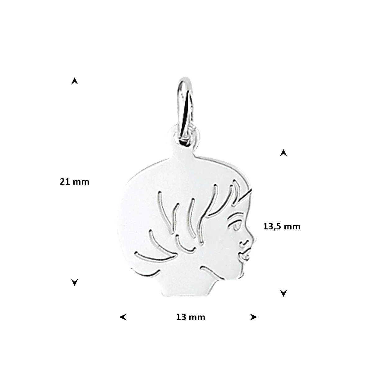 hanger meisje 17 x 13,5 mm zilver wit