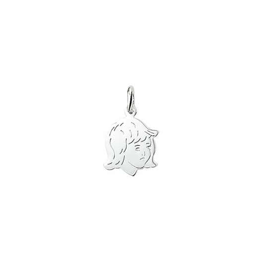 hanger meisje 17,5 x 13 mm zilver gerhodineerd