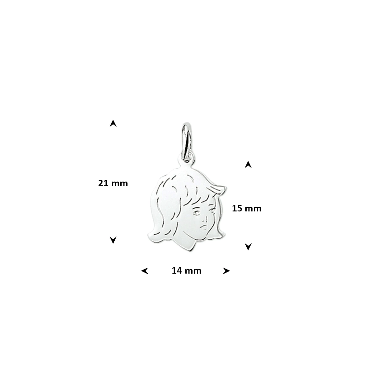 hanger meisje 17,5 x 13 mm zilver gerhodineerd