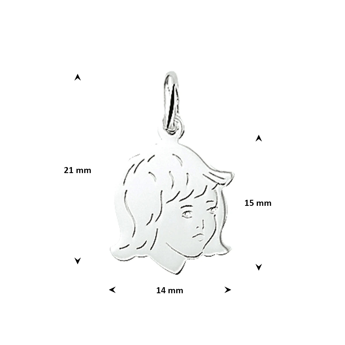 hanger meisje 17,5 x 13 mm zilver wit