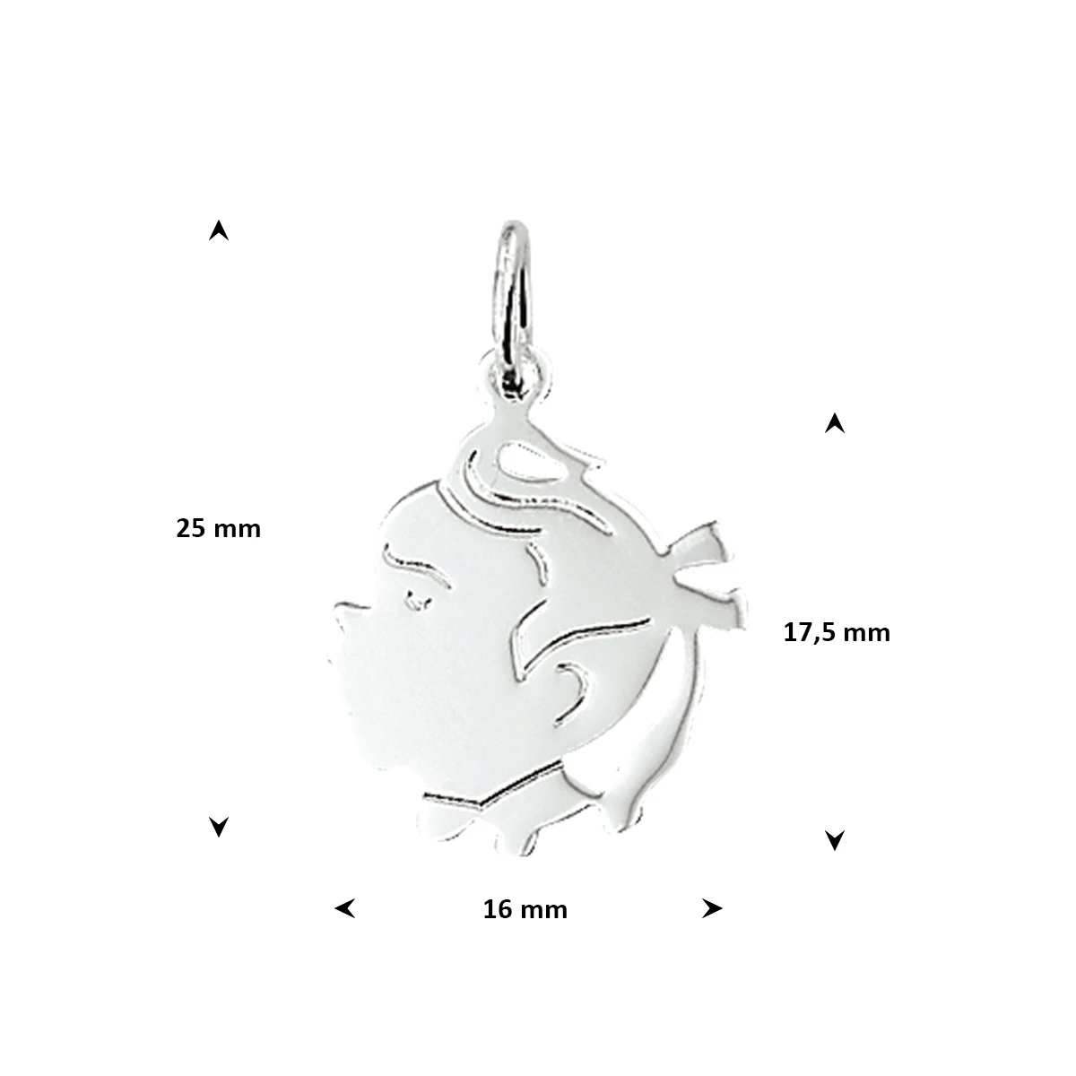 hanger meisje 20,5 x 16 mm zilver wit