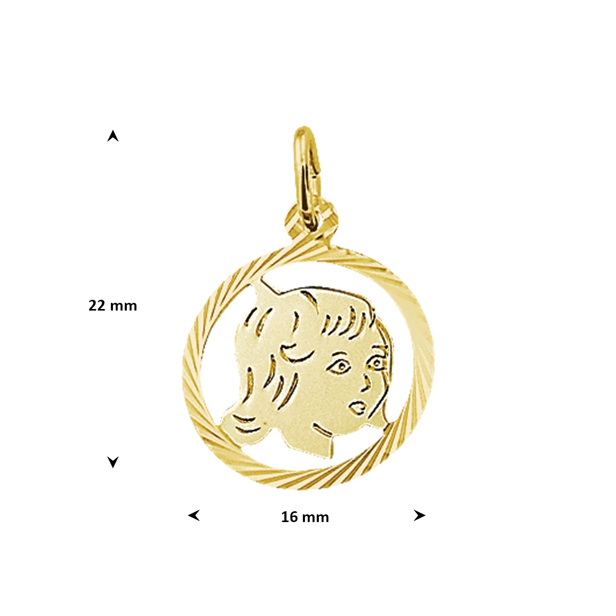 hanger meisje gediamanteerd 16 mm 14K geelgoud