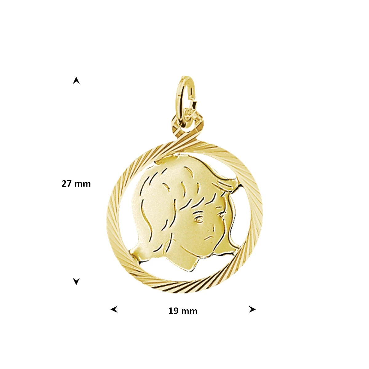 hanger meisje gediamanteerd 19 mm 14K geelgoud