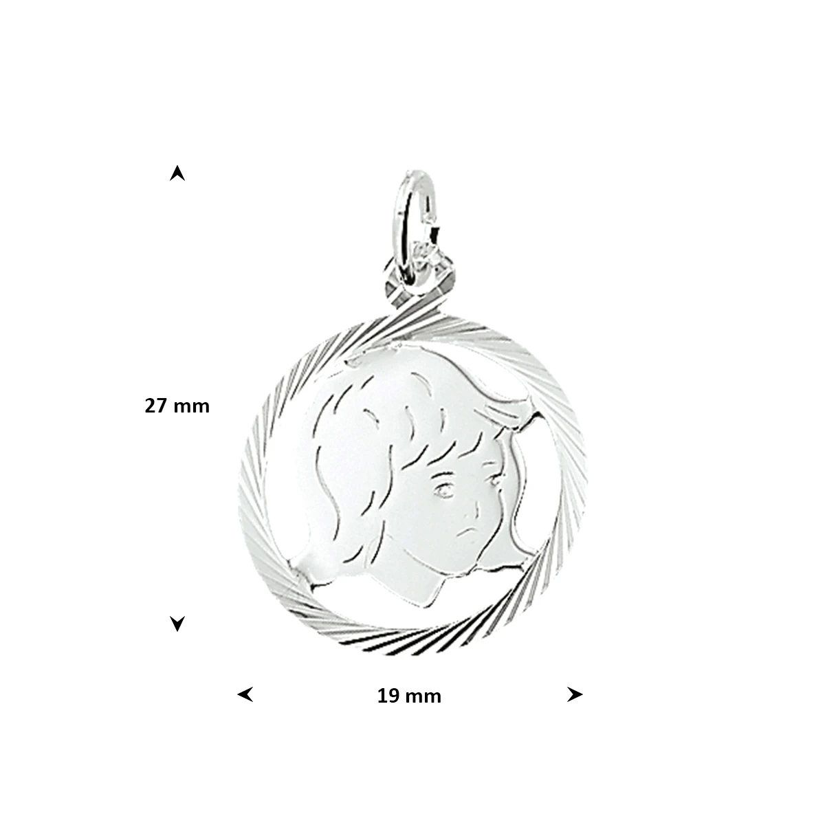 hanger meisje gediamanteerd 19 mm zilver wit