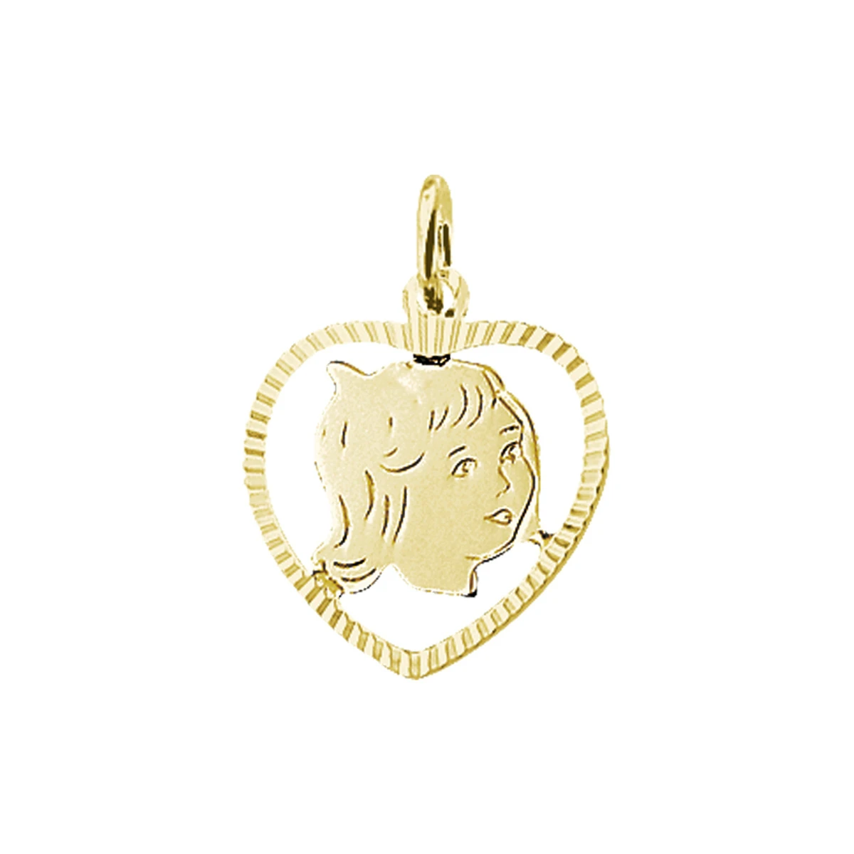 hanger meisje hart gediamanteerd 16,5 mm 14K geelgoud