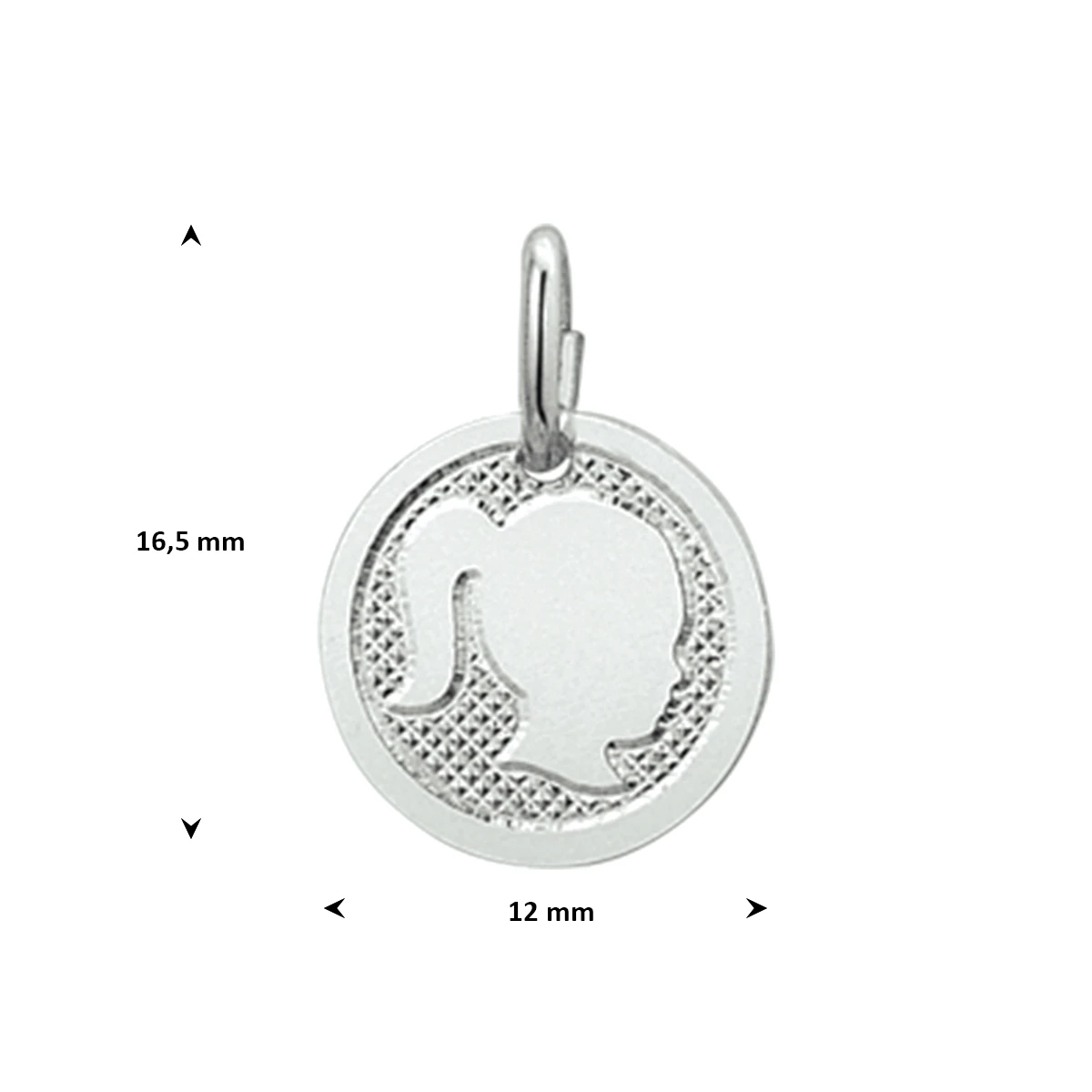 hanger meisje poli/mat zilver gerhodineerd