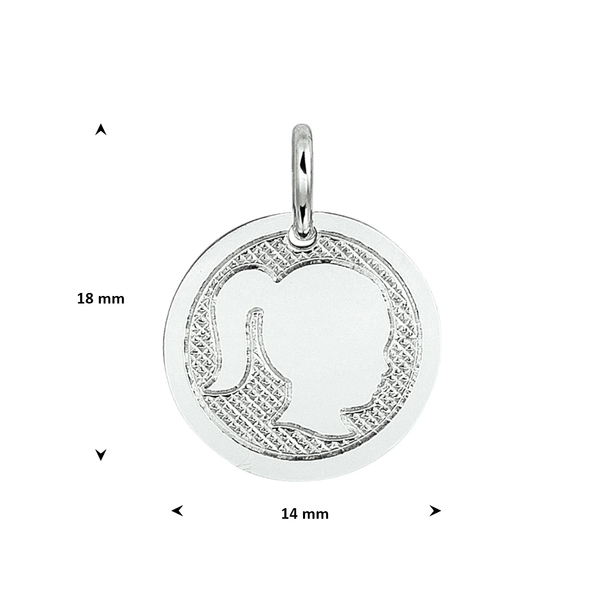 hanger meisje poli/mat zilver gerhodineerd