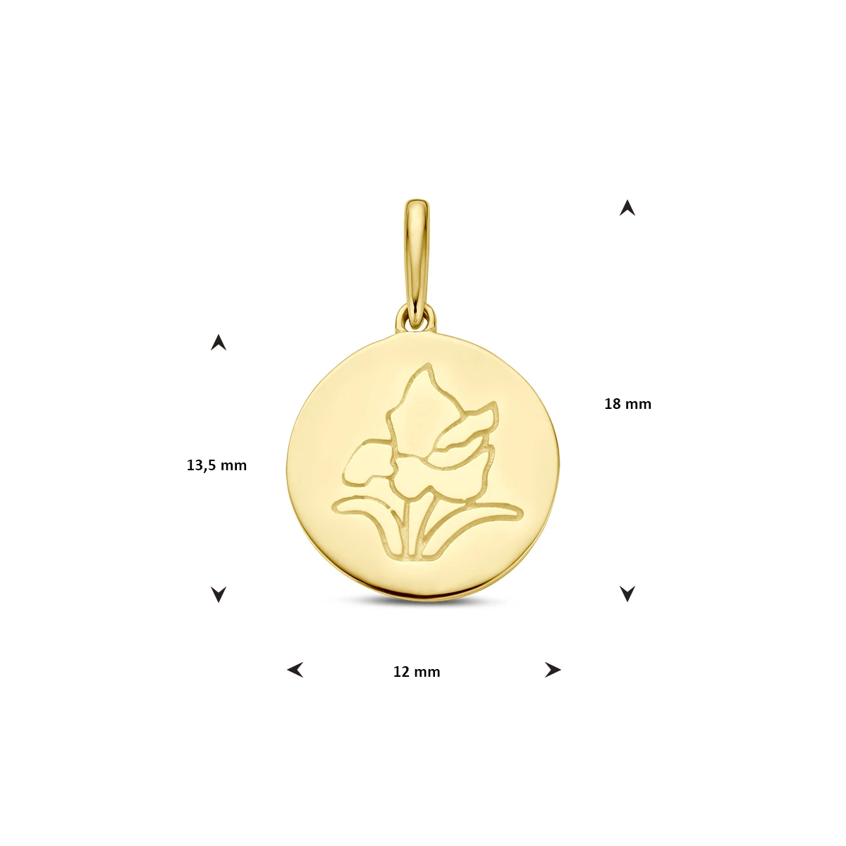 hanger met geboortebloem 14K geelgoud